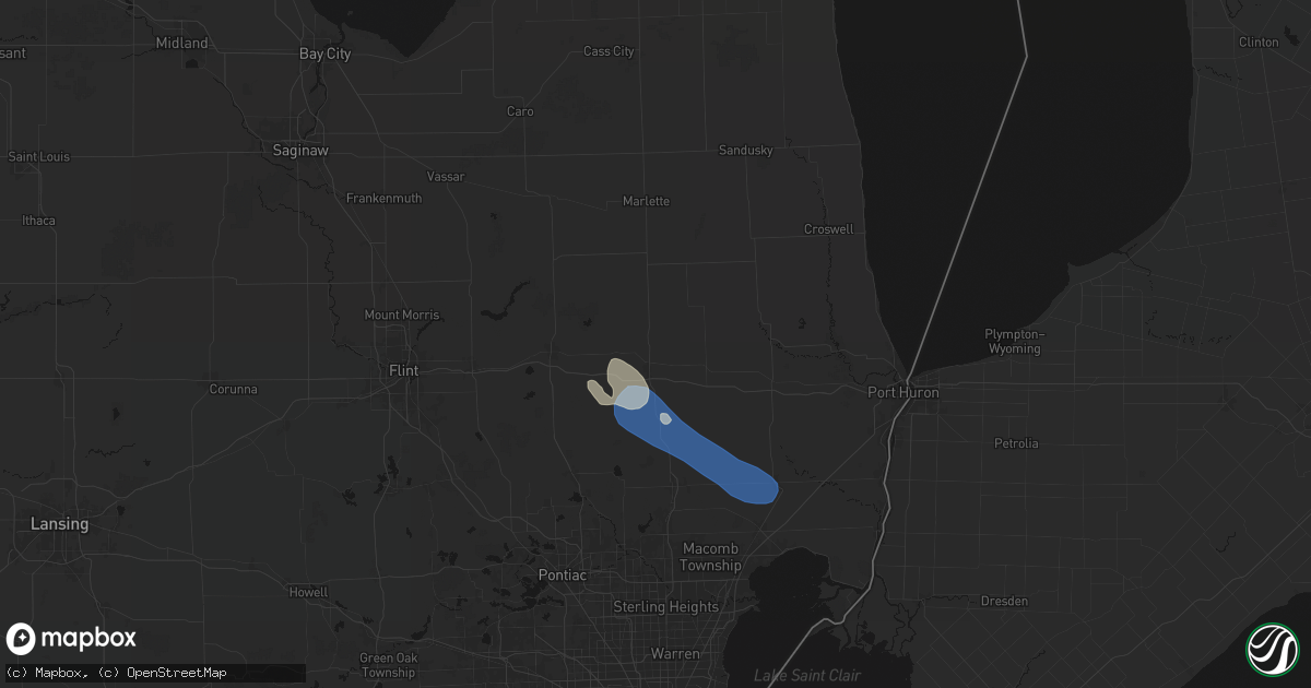 Hail map in Imlay City, MI on July 18, 2026