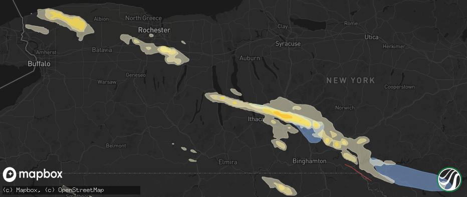 Hail map in Interlaken, NY on July 18, 2026