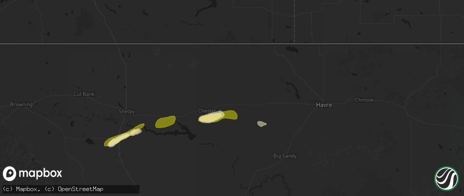 Hail map in Inverness, MT on July 18, 2026