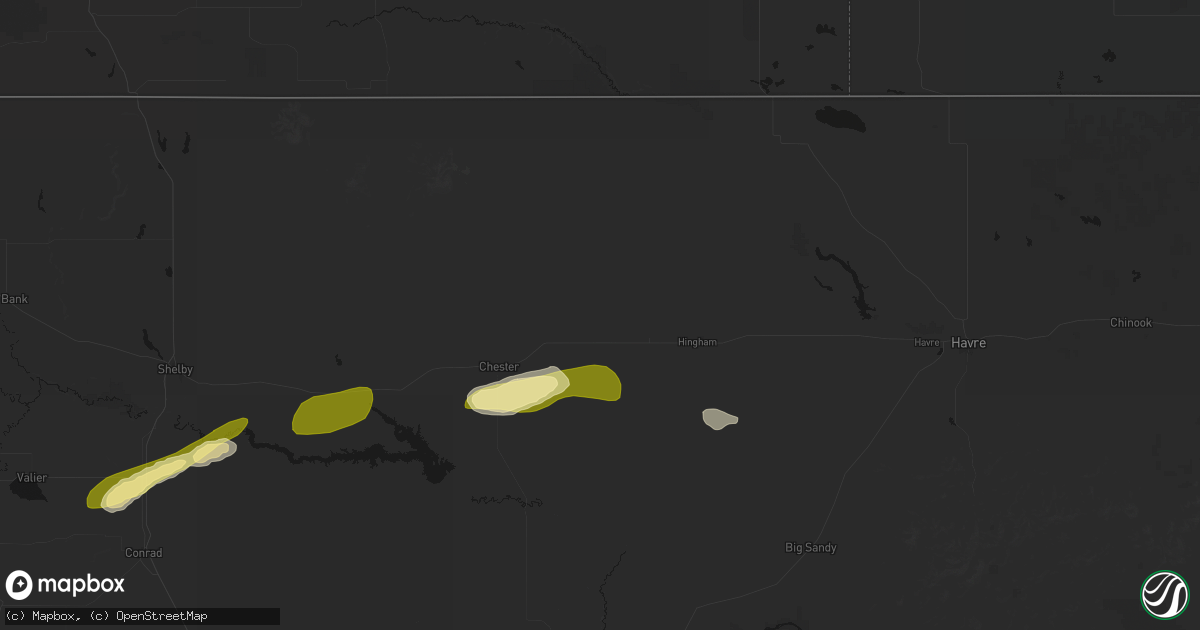 Hail map in Inverness, MT on July 18, 2026