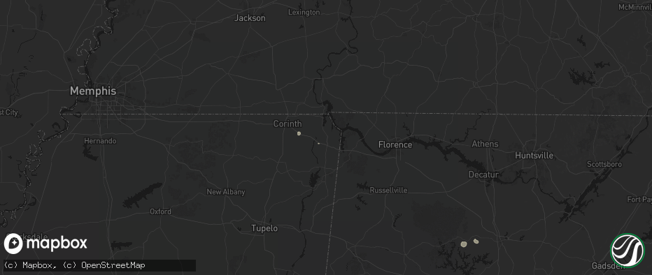 Hail map in Iuka, MS on July 18, 2026