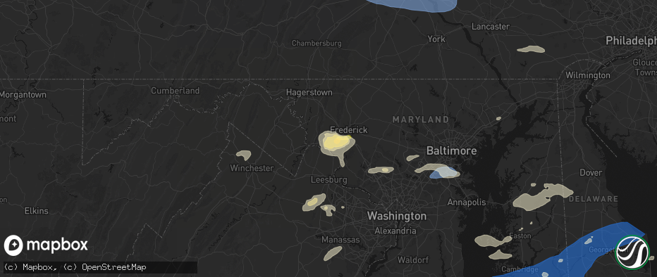 Hail map in Jefferson, MD on July 18, 2026