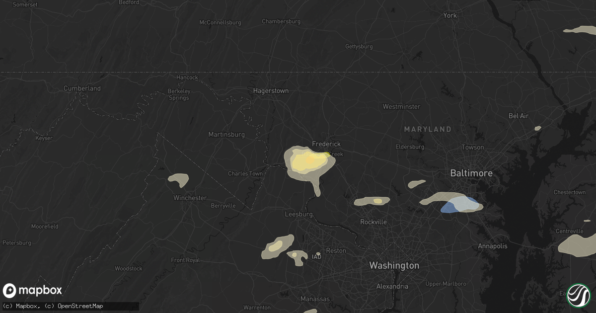 Hail map in Jefferson, MD on July 18, 2026