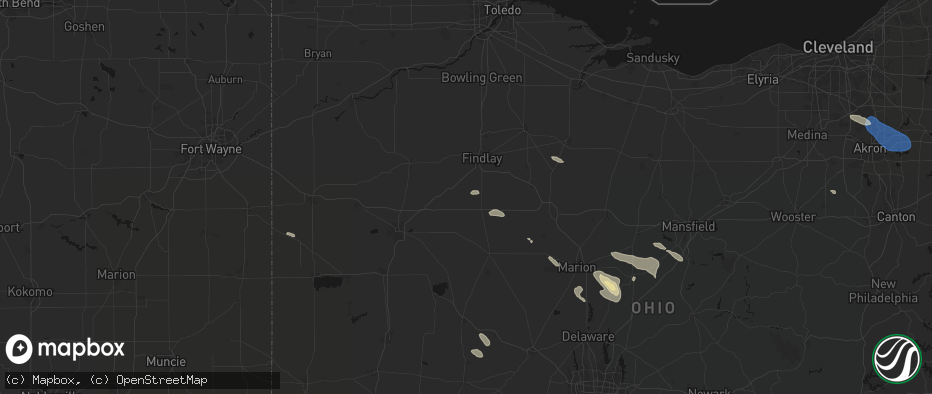 Hail map in Jenera, OH on July 18, 2026