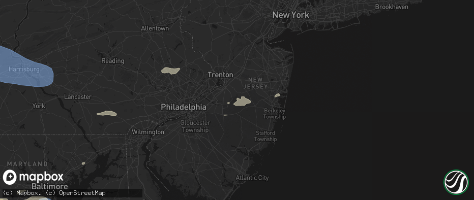 Hail map in Joint Base Mdl, NJ on July 18, 2026