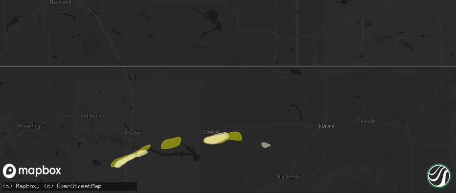 Hail map in Joplin, MT on July 18, 2026