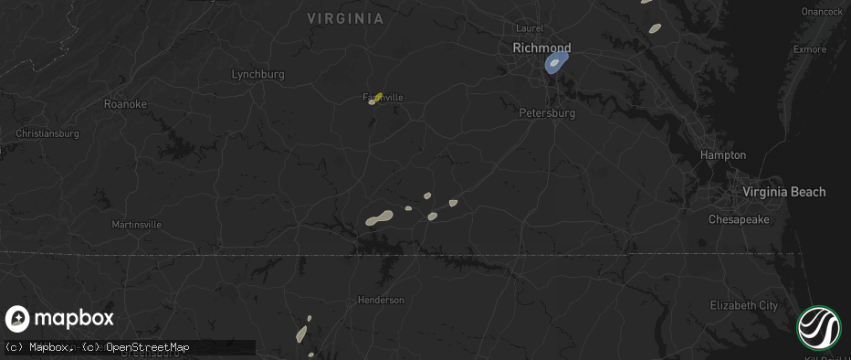 Hail map in Kenbridge, VA on July 18, 2026