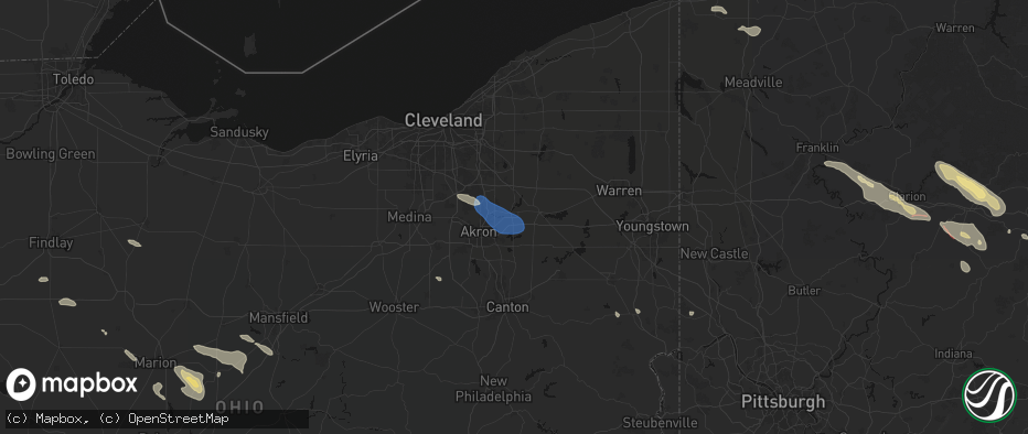 Hail map in Kent, OH on July 18, 2026