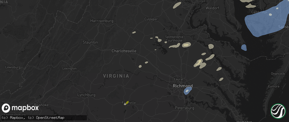 Hail map in Kents Store, VA on July 18, 2026