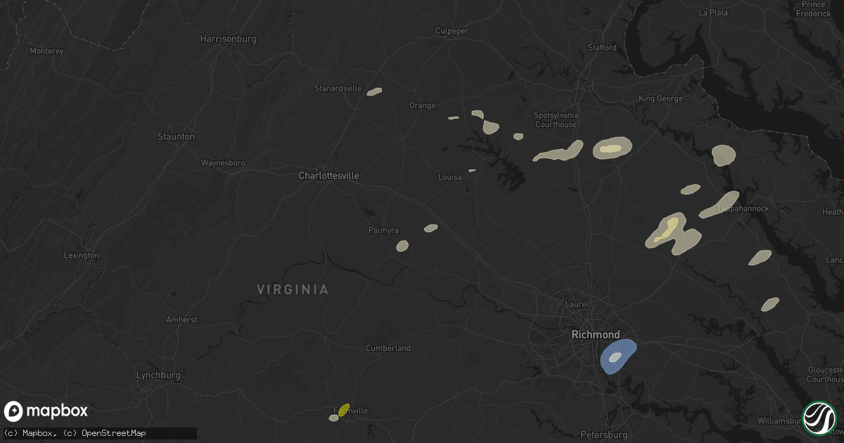 Hail map in Kents Store, VA on July 18, 2026