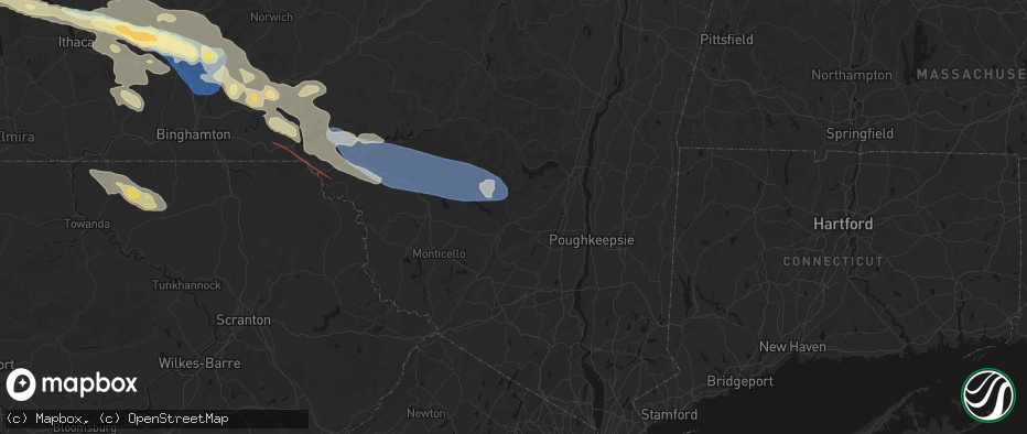 Hail map in Kerhonkson, NY on July 18, 2026