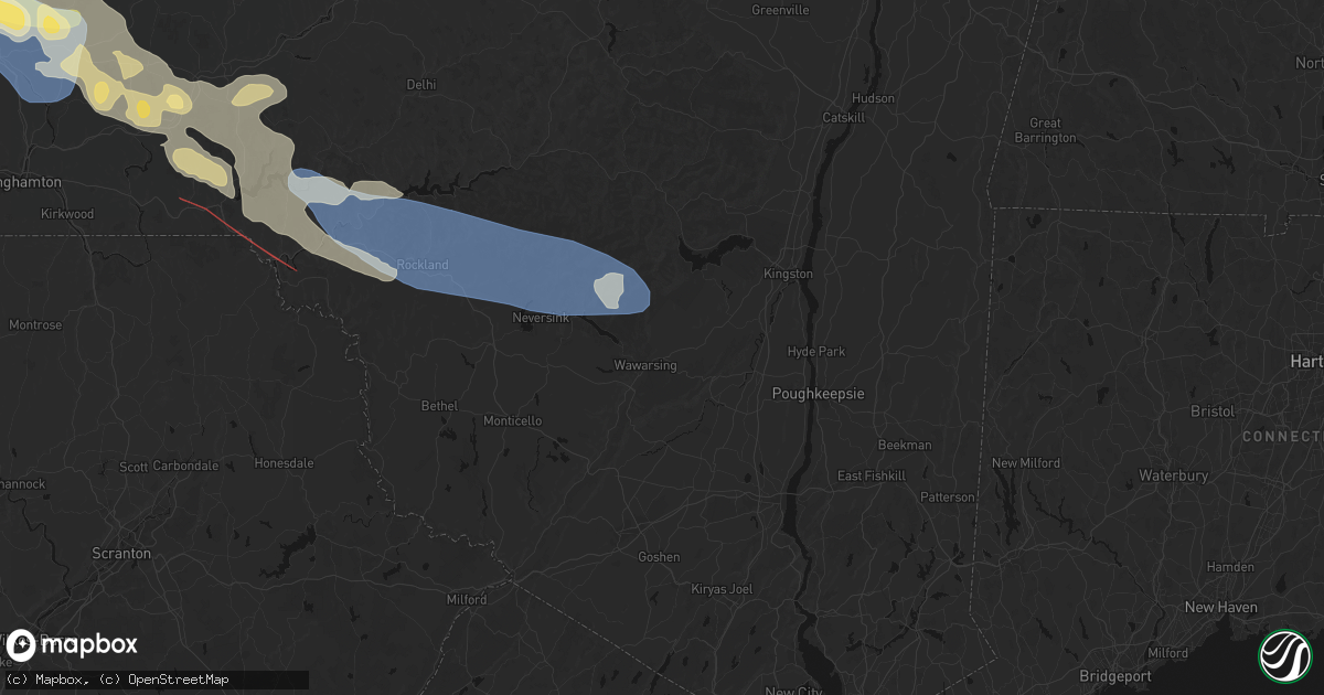 Hail map in Kerhonkson, NY on July 18, 2026