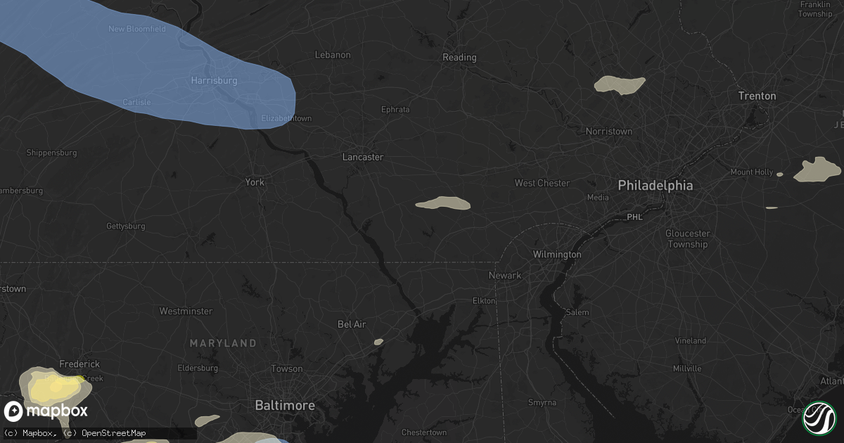 Hail map in Kirkwood, PA on July 18, 2026