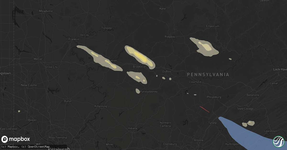 Hail map in Knox Dale, PA on July 18, 2026