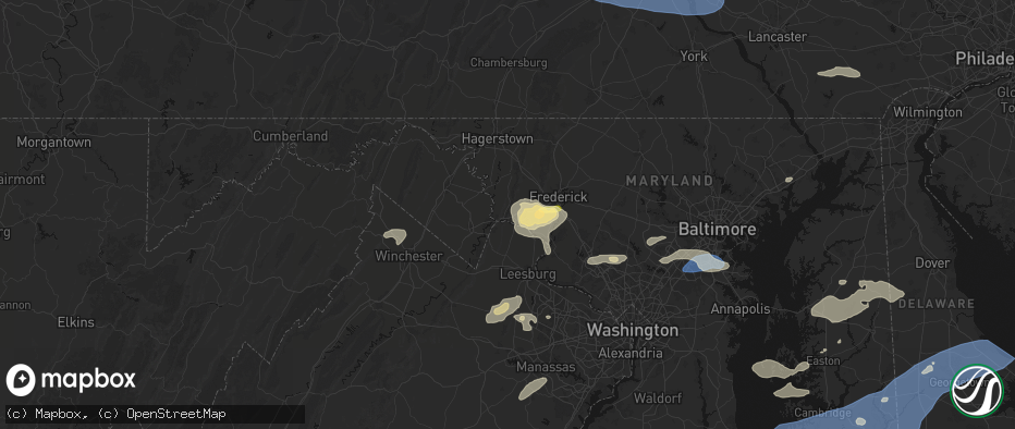 Hail map in Knoxville, MD on July 18, 2026