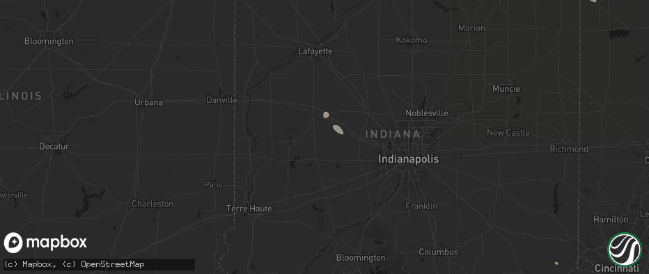 Hail map in Ladoga, IN on July 18, 2026
