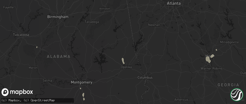 Hail map in Lafayette, AL on July 18, 2026