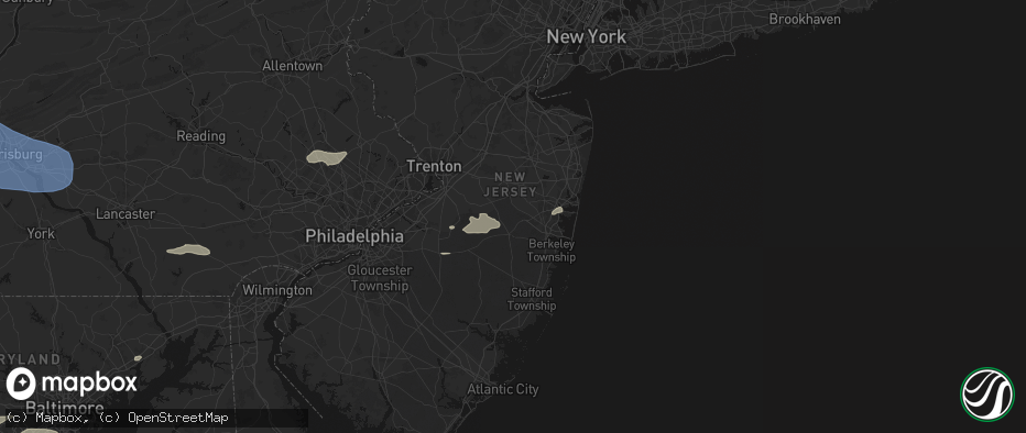 Hail map in Lakehurst, NJ on July 18, 2026