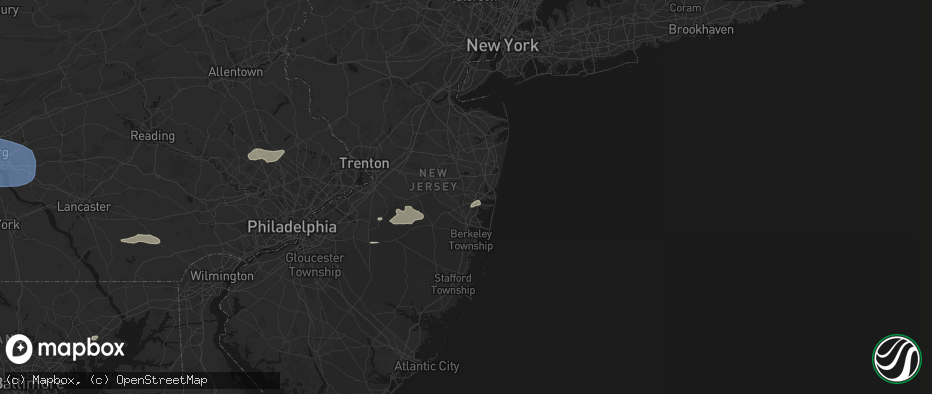 Hail map in Lakewood, NJ on July 18, 2026