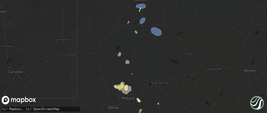 Hail map in Lamesa, TX on July 18, 2026