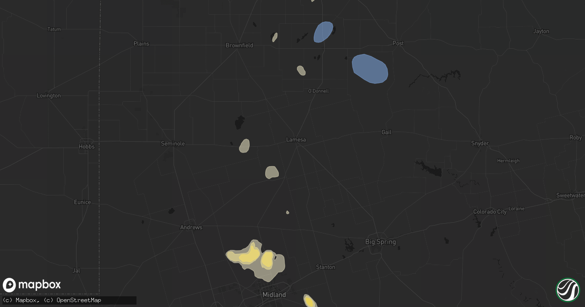 Hail map in Lamesa, TX on July 18, 2026