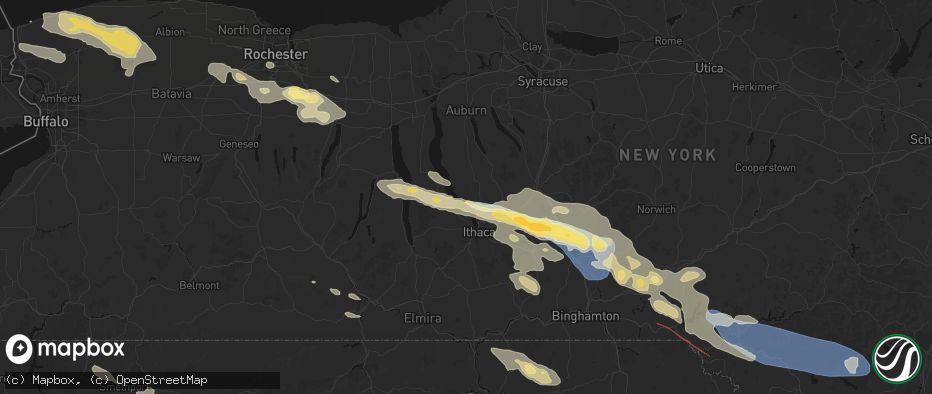Hail map in Lansing, NY on July 18, 2026