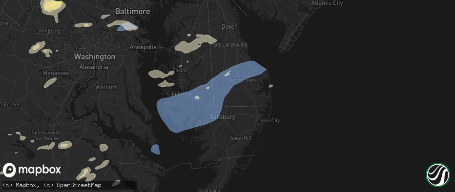 Hail map in Laurel, DE on July 18, 2026