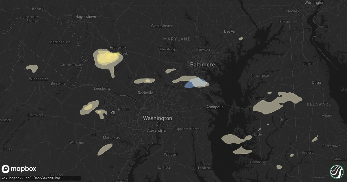 Hail map in Laurel, MD on July 18, 2026