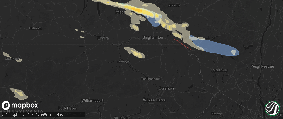 Hail map in Lawton, PA on July 18, 2026