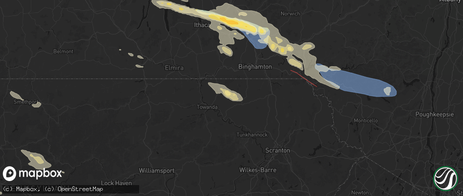 Hail map in Le Raysville, PA on July 18, 2026