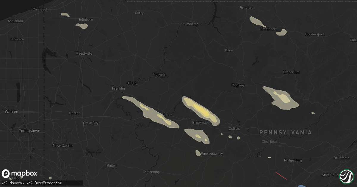 Hail map in Leeper, PA on July 18, 2026