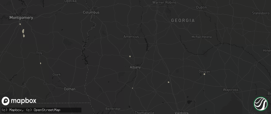 Hail map in Leesburg, GA on July 18, 2026