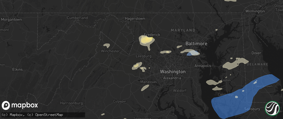 Hail map in Leesburg, VA on July 18, 2026
