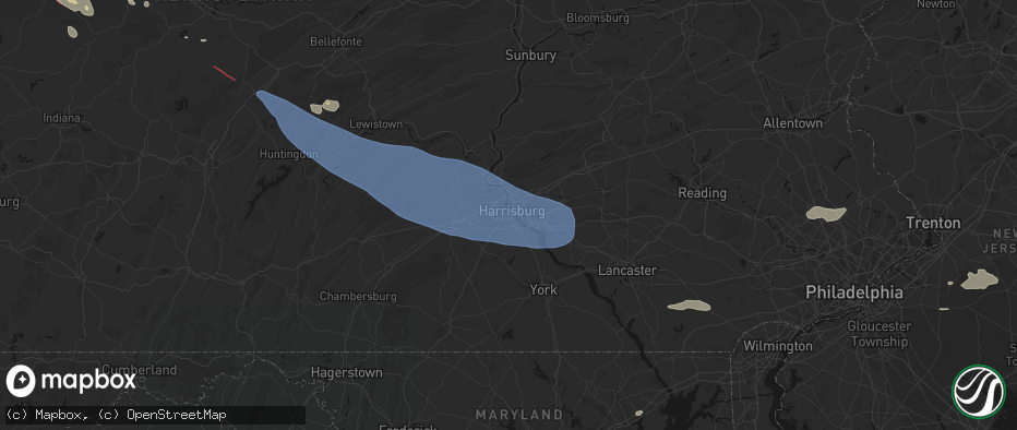 Hail map in Lemoyne, PA on July 18, 2026