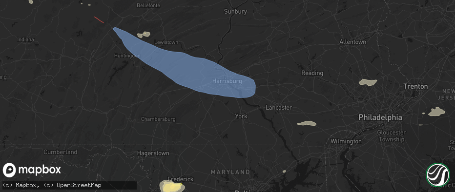 Hail map in Lewisberry, PA on July 18, 2026
