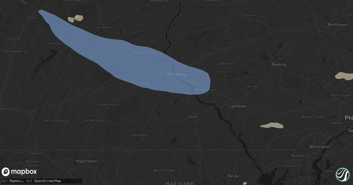 Hail map in Lewisberry, PA on July 18, 2026