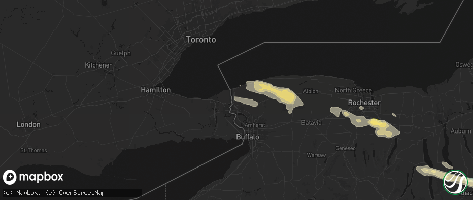 Hail map in Lewiston, NY on July 18, 2026