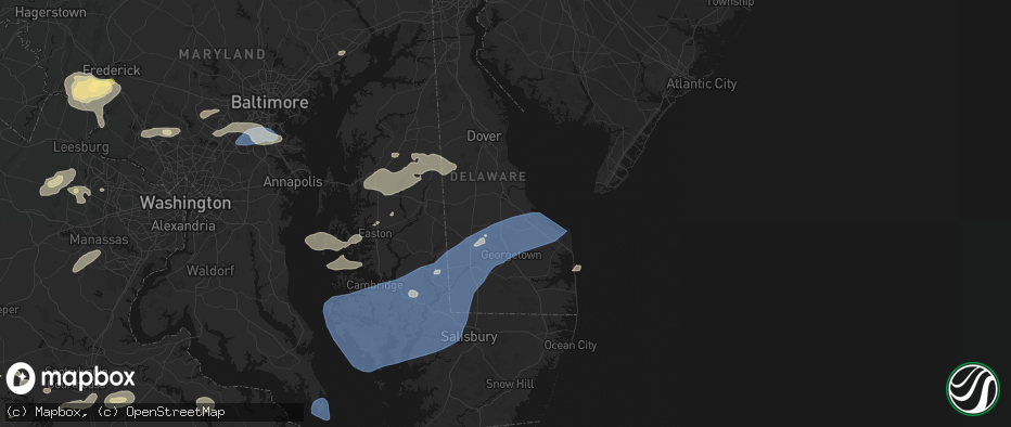 Hail map in Lincoln, DE on July 18, 2026