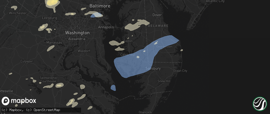 Hail map in Linkwood, MD on July 18, 2026