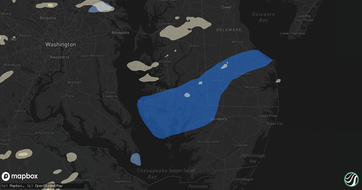 Hail map in Linkwood, MD on July 18, 2026