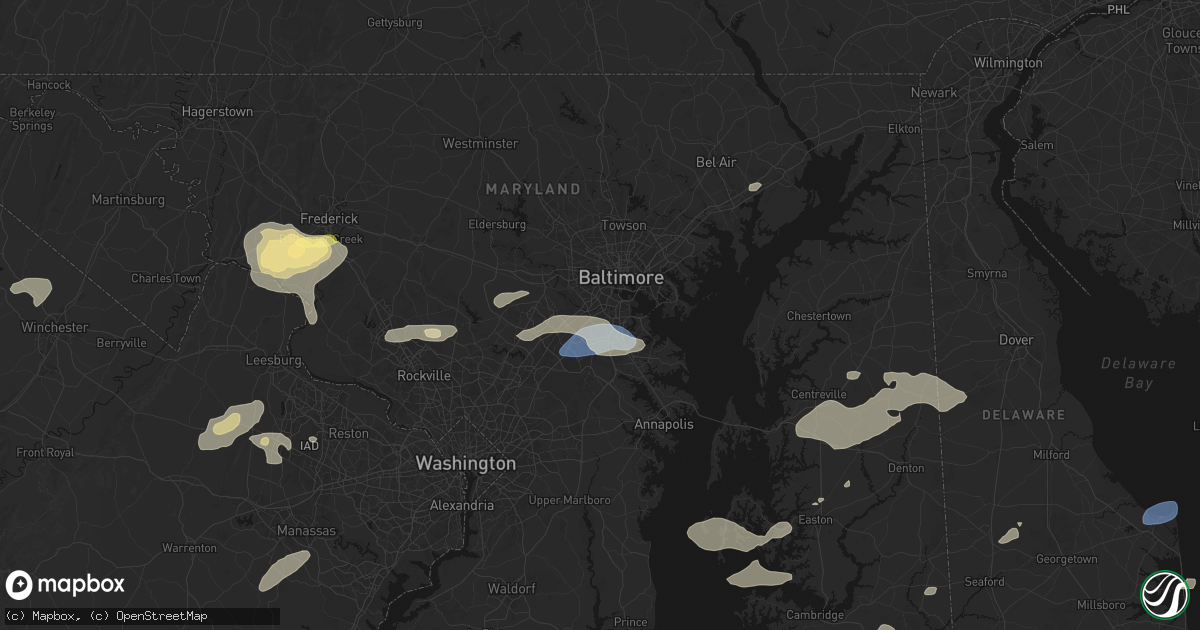 Hail map in Linthicum Heights, MD on July 18, 2026