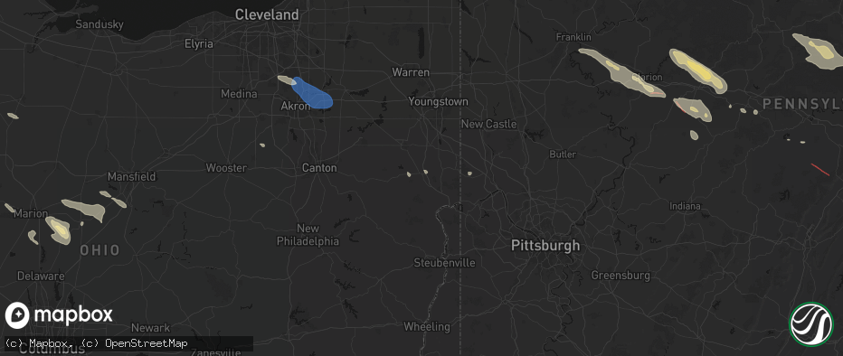 Hail map in Lisbon, OH on July 18, 2026