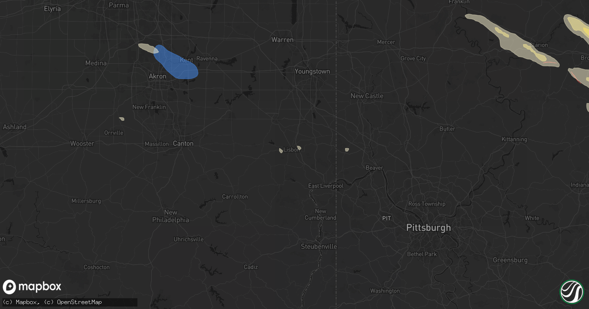 Hail map in Lisbon, OH on July 18, 2026