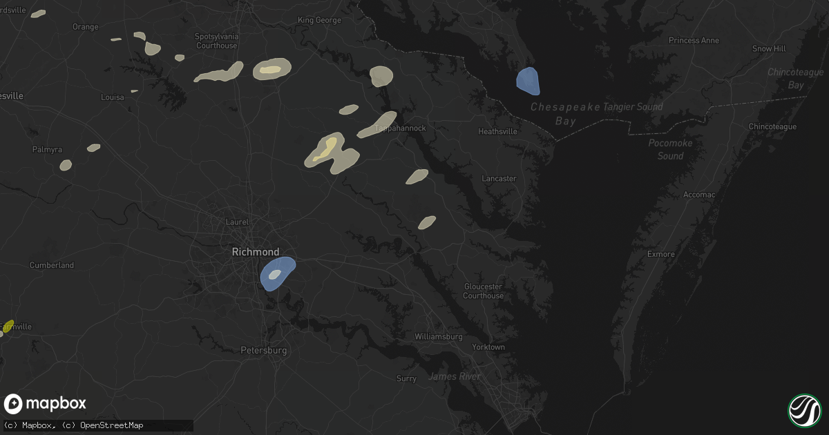 Hail map in Little Plymouth, VA on July 18, 2026