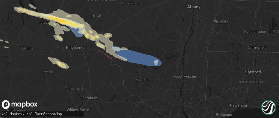 Hail map in Livingston Manor, NY on July 18, 2026