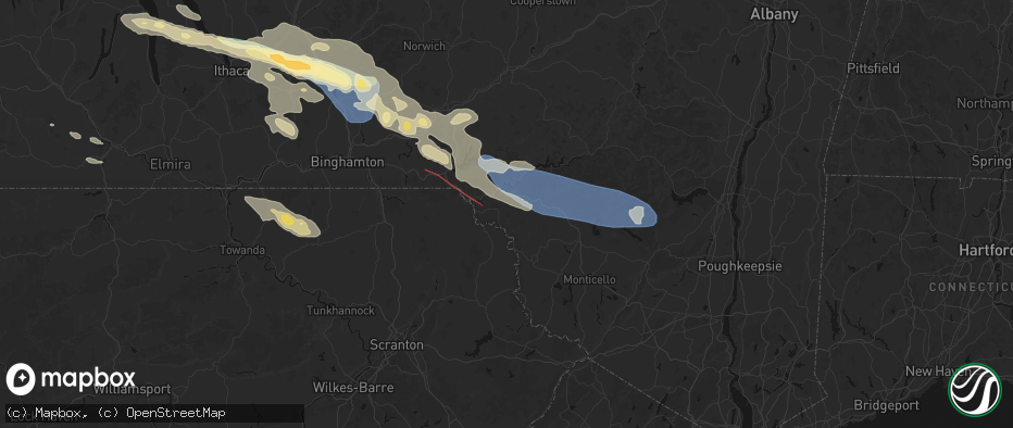 Hail map in Long Eddy, NY on July 18, 2026
