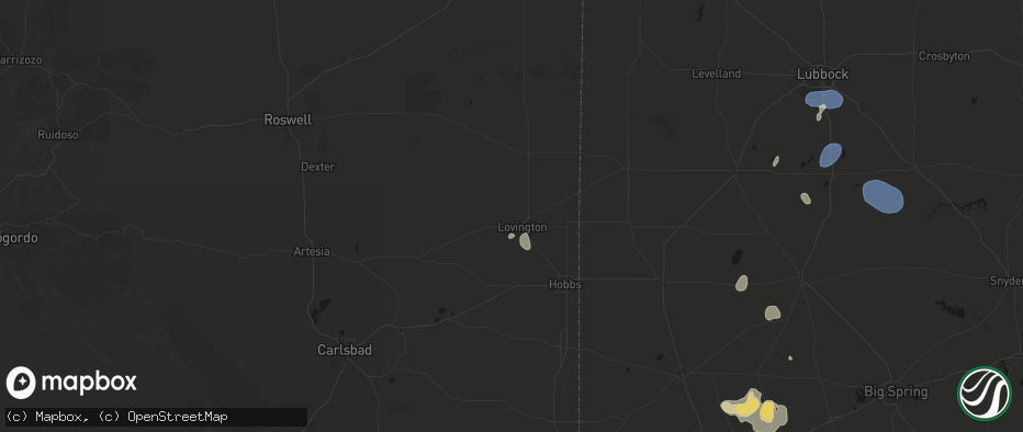 Hail map in Lovington, NM on July 18, 2026
