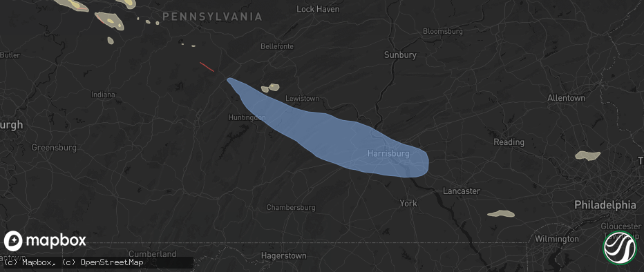 Hail map in Loysville, PA on July 18, 2026