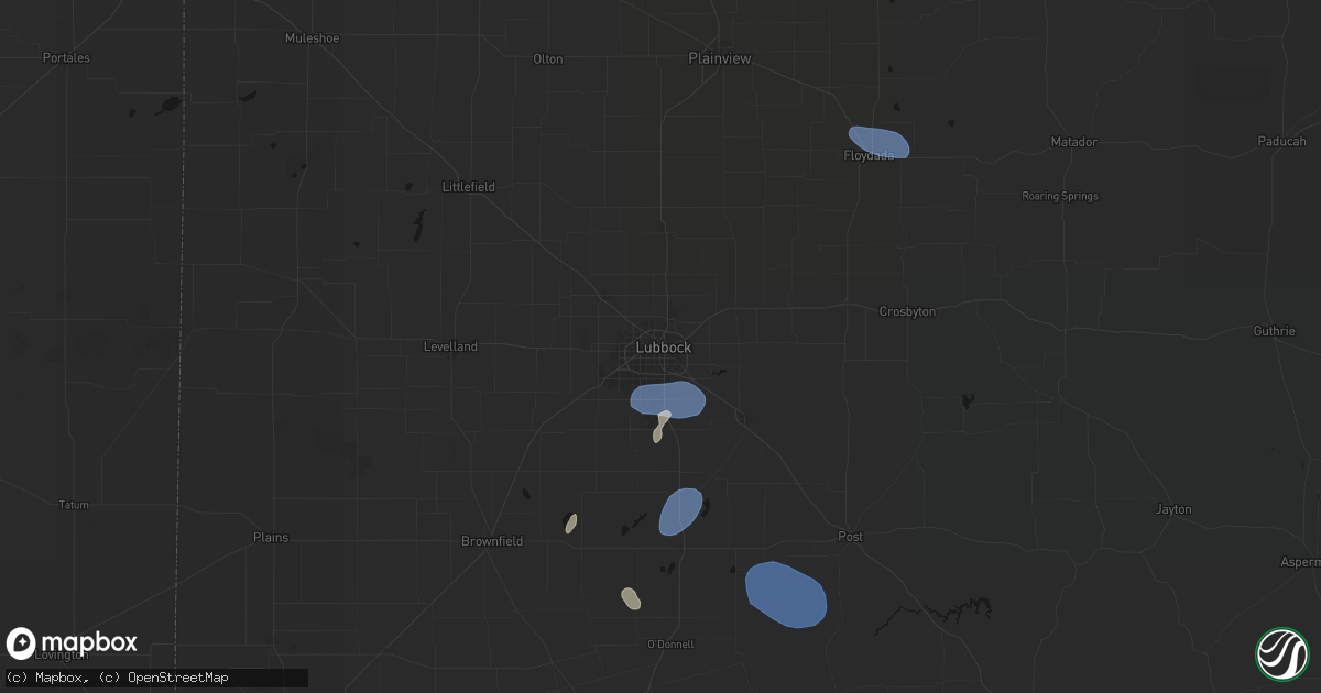 Hail map in Lubbock, TX on July 18, 2026