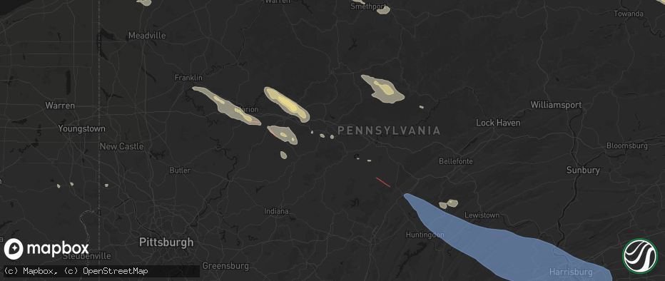 Hail map in Luthersburg, PA on July 18, 2026